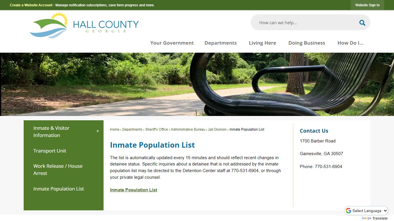 Inmate Population List | Hall County, GA - Official Website