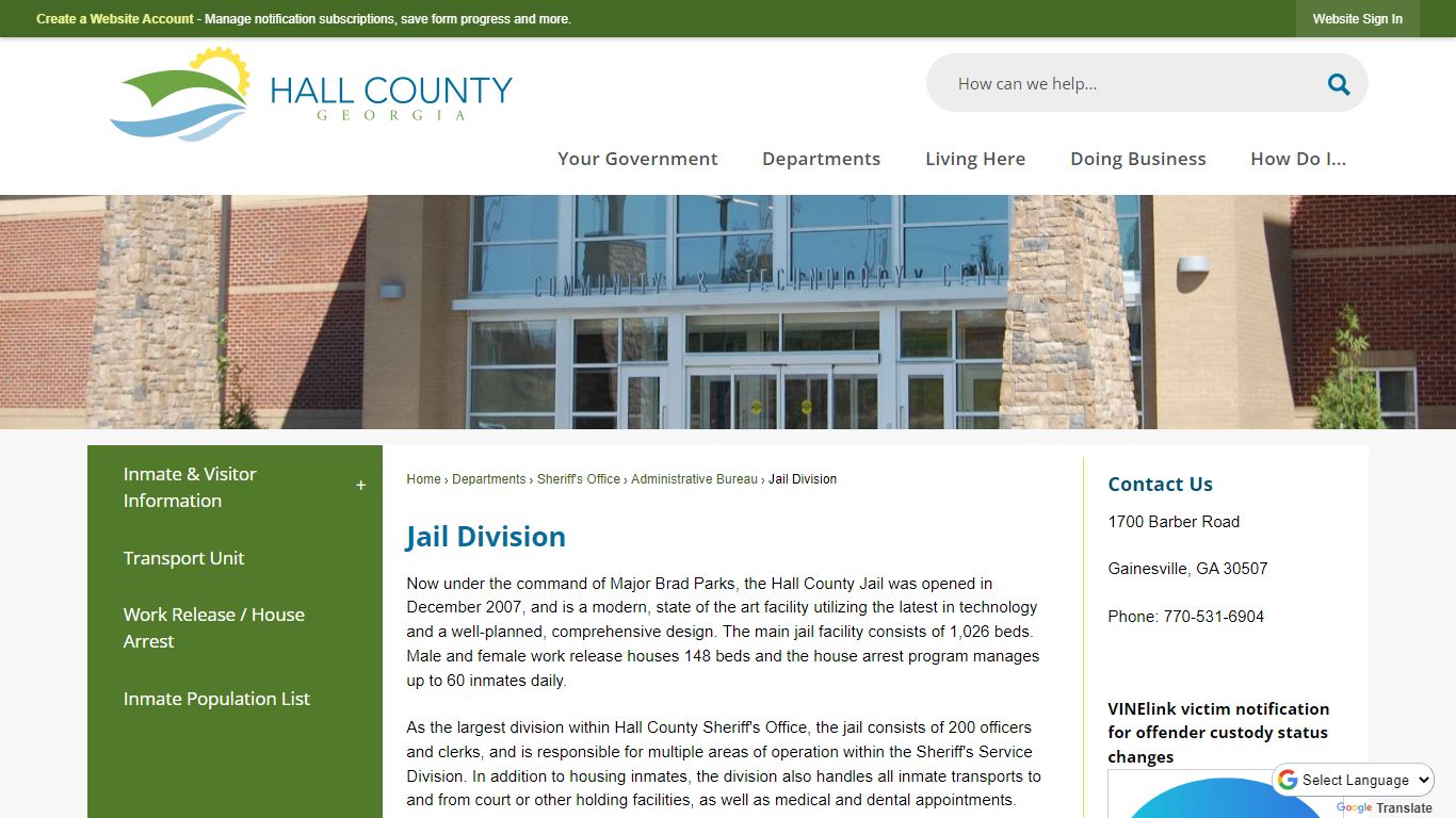Jail Division | Hall County, GA - Official Website