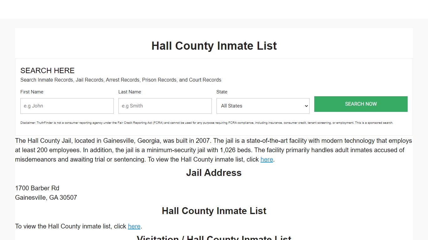 Hall County Inmate List
